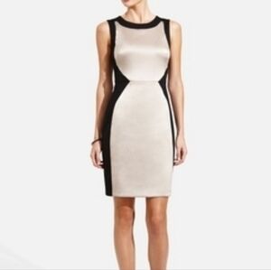 New The Limited Black Bronze Gold Metallic Sheath Pencil Midi Dress